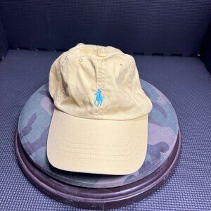 Polo Ralph Lauren Yellow Adjustable Cotton Baseball Cap With Blue Pony Logo